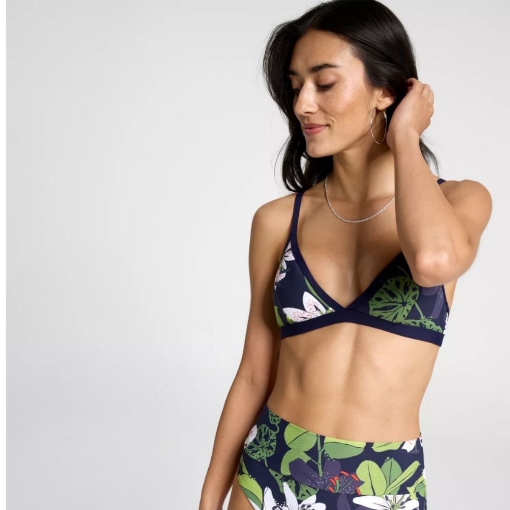 CALIA by Carrie Underwood Floral Triangle Bikini Top, Opulent Bluelily